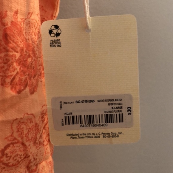 NWT ANA Shirt SZ XL Sleeveless Scoop Neck Cut Out In Back Orange Floral - Picture 5 of 10